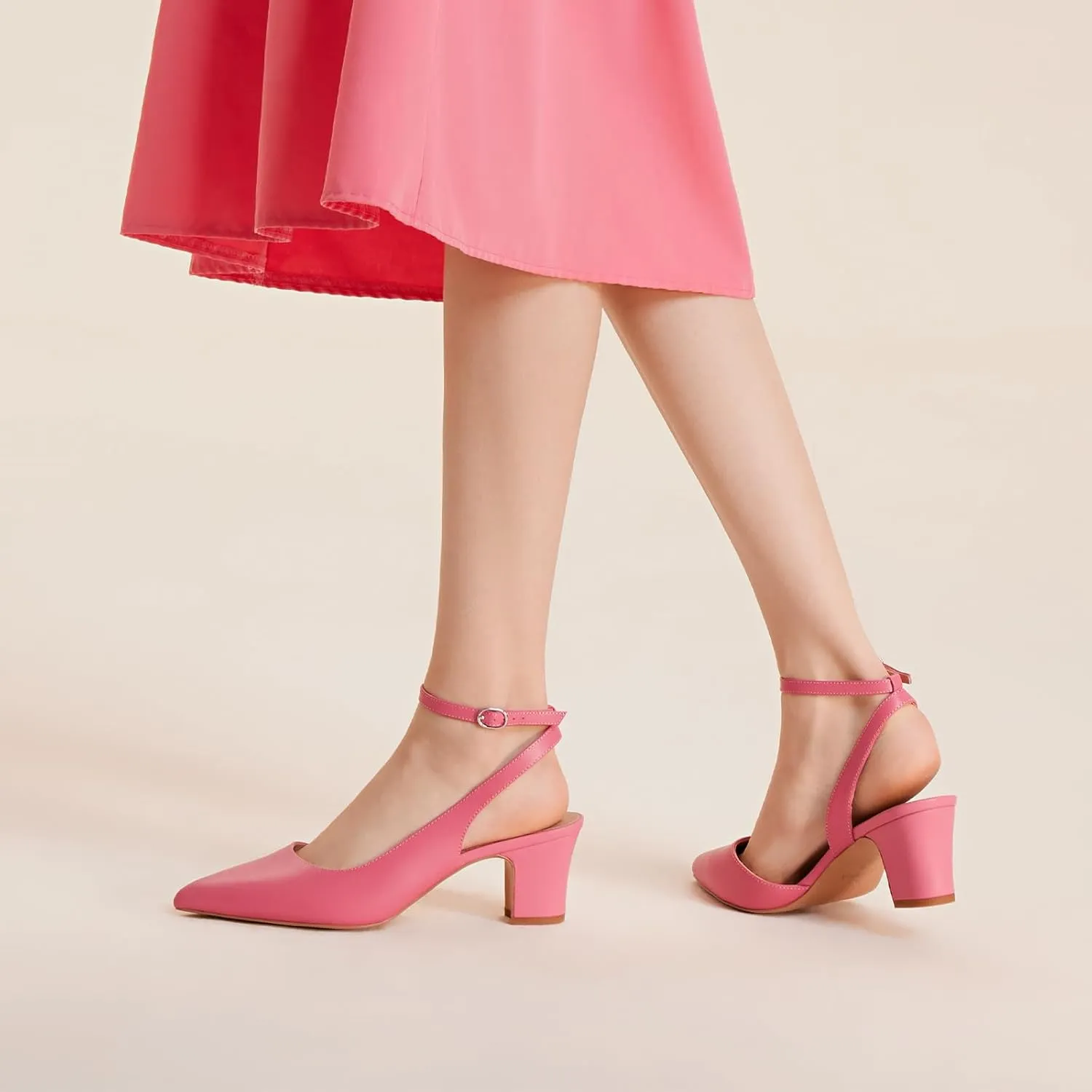 ALICEPUB Women's Closed Toe Heels Pumps Slingback Heels 2inch Chunky Block Heels Low Dress Shoes Comfortable Business Office Work Heels Wedding Shoes