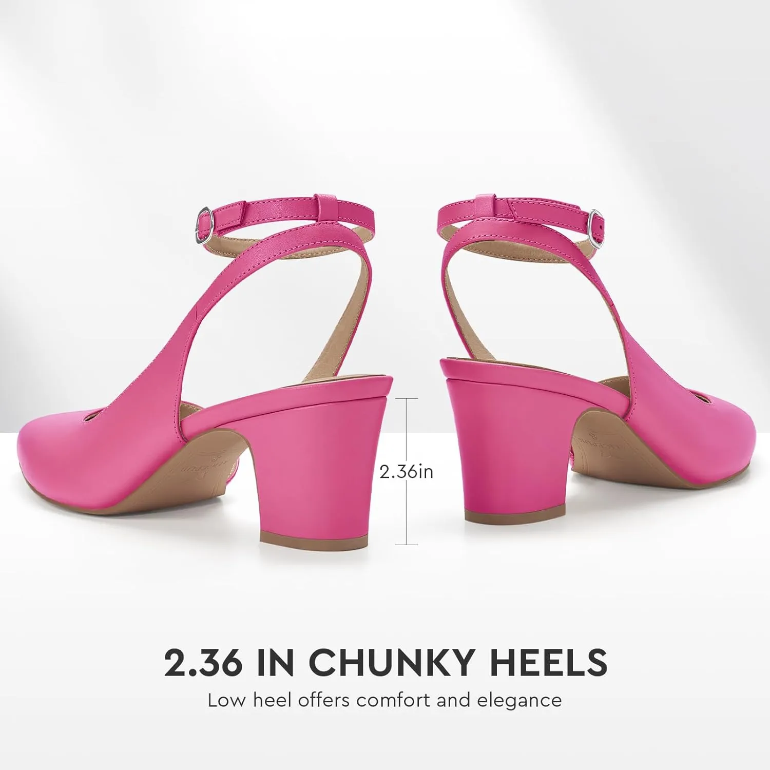 ALICEPUB Women's Closed Toe Heels Pumps Slingback Heels 2inch Chunky Block Heels Low Dress Shoes Comfortable Business Office Work Heels Wedding Shoes