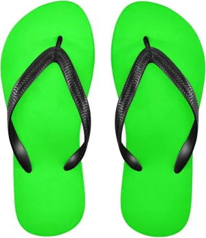 ATTX Neon Green Solid Color Flops Slip Sandals for Women Men, Beach Shoes Casual Thong Sandal（470）