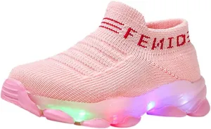 Baby Boys Girls LED Light Sneakers Walking Shoes Toddler Kids Mesh Luminous Non-Slip Breathable Outdoor Sport Shoes