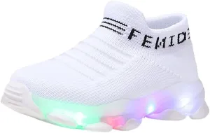 Baby Boys Girls LED Light Sneakers Walking Shoes Toddler Kids Mesh Luminous Non-Slip Breathable Outdoor Sport Shoes