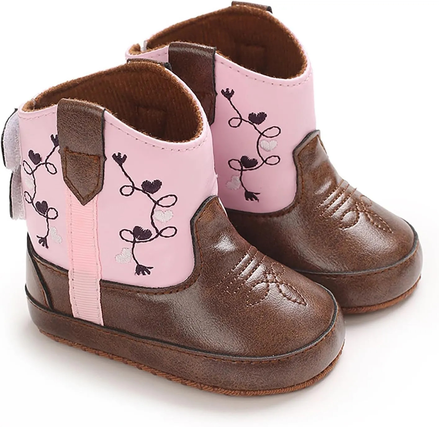 Baby Infant Leather Western Boots Cowboy Bootie Soft Sole Non Slip Shoes Toddler Girls Little Girl Size 12 Booties