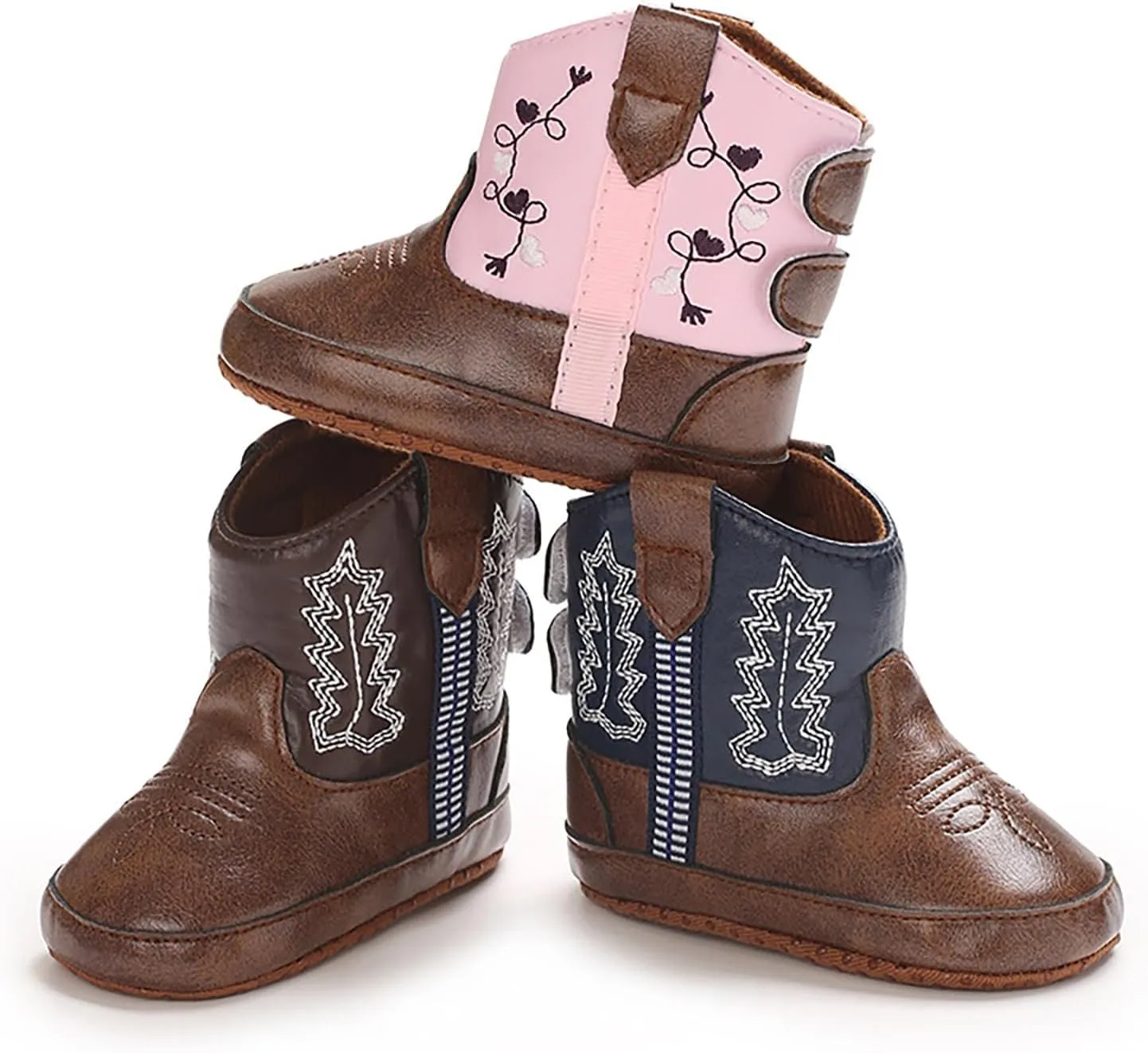 Baby Infant Leather Western Boots Cowboy Bootie Soft Sole Non Slip Shoes Toddler Girls Little Girl Size 12 Booties