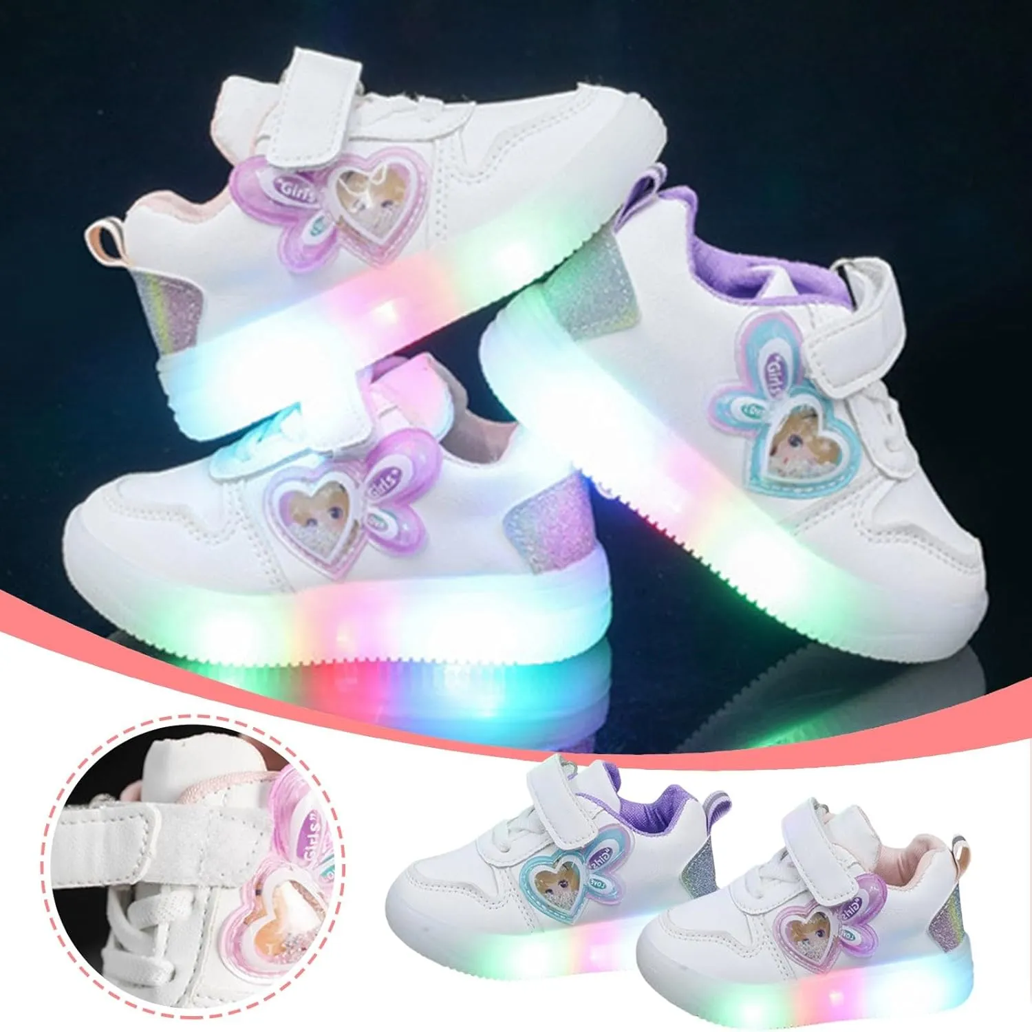 Baby Toddler Boys Girl LED Light Up Casual Shoes 17 Years Old Kids 𝙲artoon Rabbit Luminous Sport Shoes Sneakers