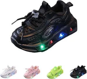 Boys Girls Light Up Shoes Vivaki LED Canvas 𝙲artoon Casual Sneakers for Toddler Little Kid Sports Walking Sneaker