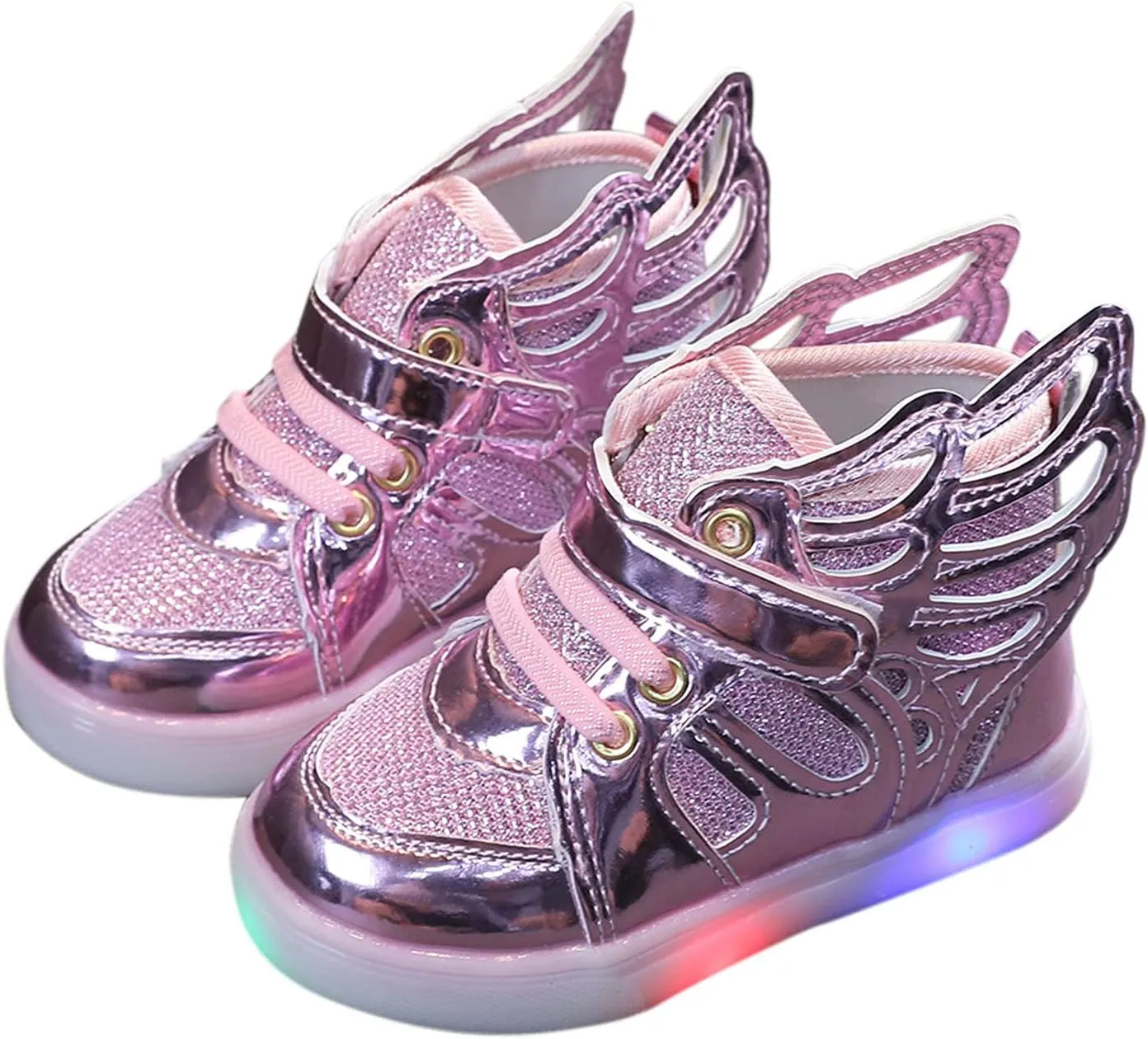 Boys Girls Sneakers Light Up Canvas Shoes for Toddler Kids Easy Fasten Fashion Shoes with Hook and Loops