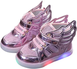 Boys Girls Sneakers Light Up Canvas Shoes for Toddler Kids Easy Fasten Fashion Shoes with Hook and Loops
