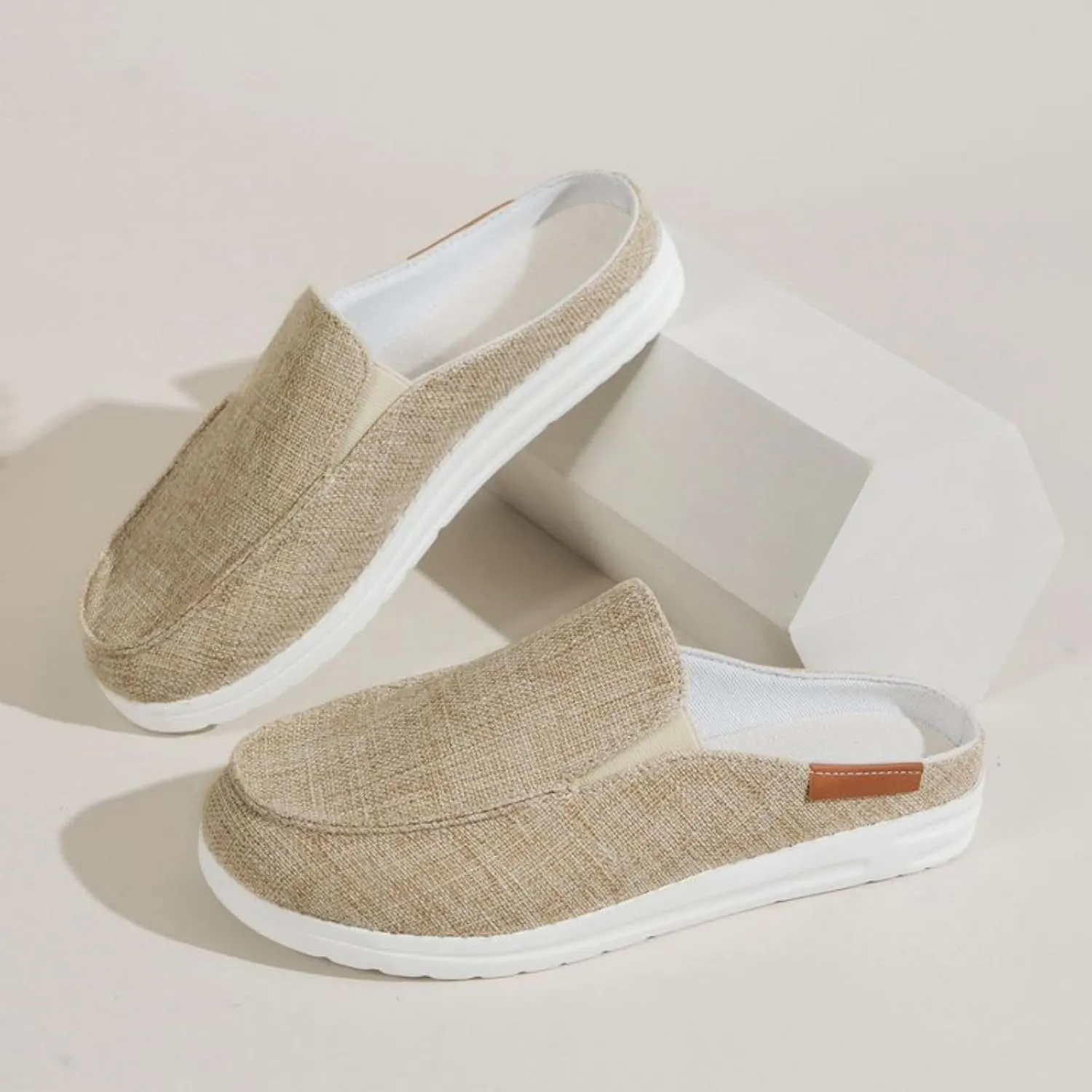 Canvas Shoes for Women Closed Toe Sandals Slip On Flat Slippers Casual Comfortable Wide Width Beach Print Sandals Shoes