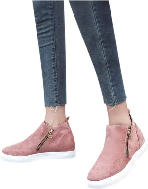 Canvas Shoes for Women Wide Gibobby Women's Denim Canvas Shoes Fashion Casual Zipper Slip-on Loafers