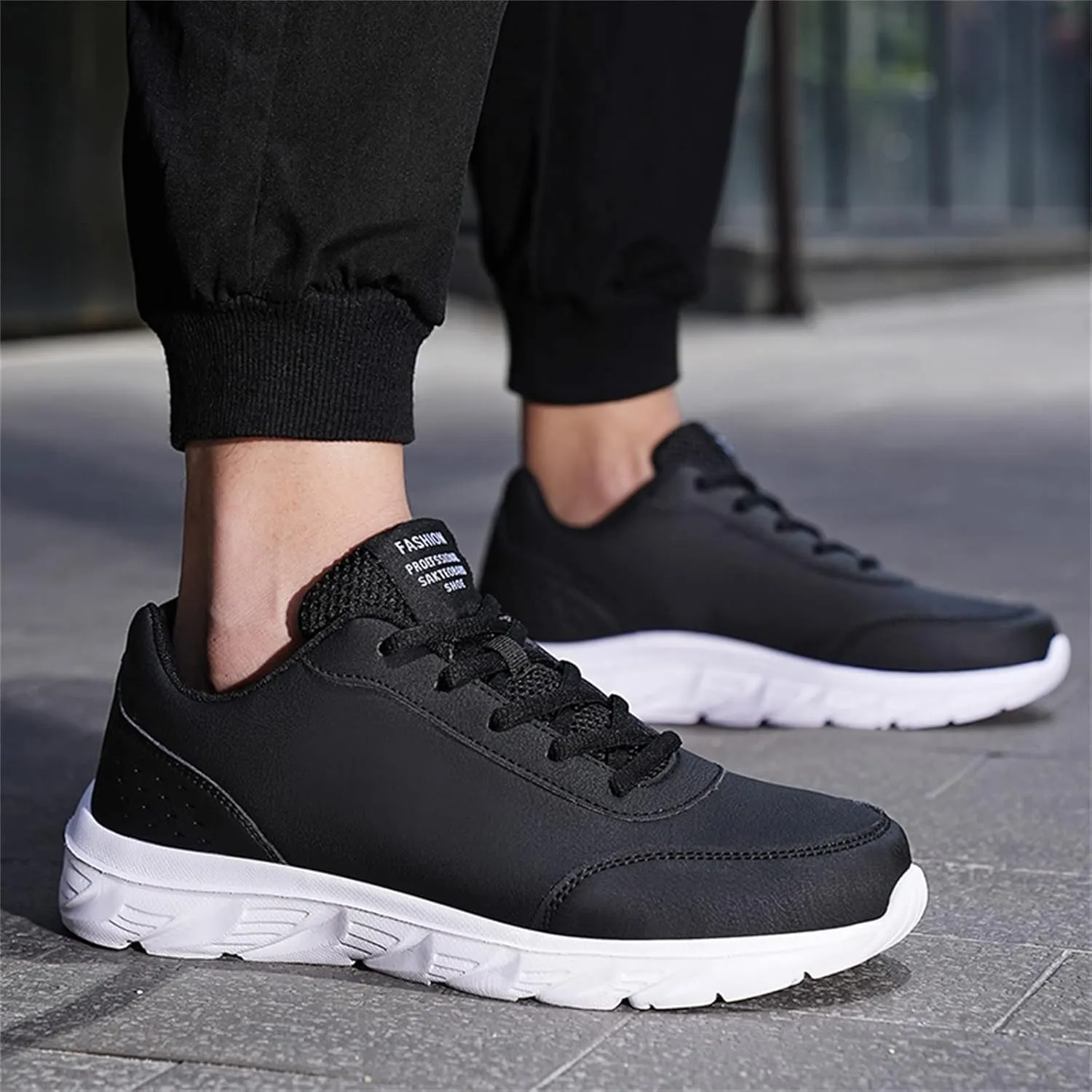 Casual Sport Shoes for Men Fashion Simple Daily Shoes Flat Bottom Lace up Comfortable Lightweight Rubber Sole Sneakers Soft Work Walking Shoe