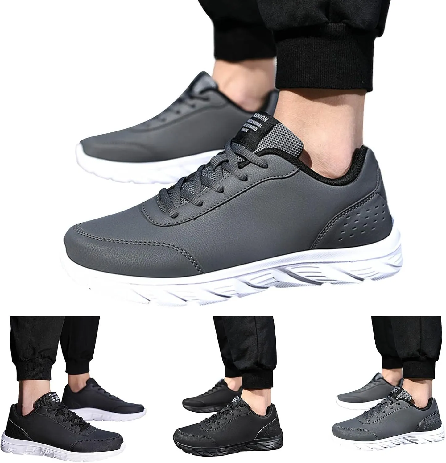 Casual Sport Shoes for Men Fashion Simple Daily Shoes Flat Bottom Lace up Comfortable Lightweight Rubber Sole Sneakers Soft Work Walking Shoe
