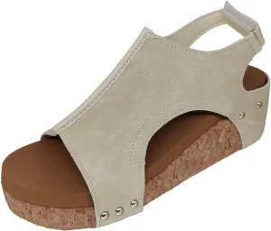 Cathalem Summer Sandals for Women 2024,Summer Platform Cork Wedges Espadrille Heel Strappy Leather Arch Support Sandals