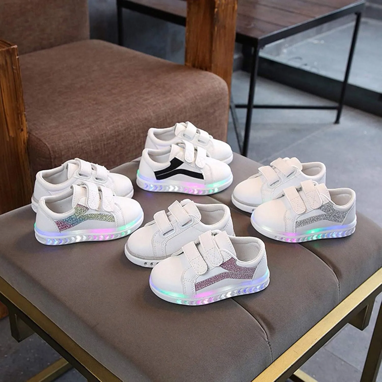 Children Baby Girls Boys Mesh Led Luminous Socks Sport Run Sneakers Casual Anti-Slip Shoes Toddler Cotton Boots