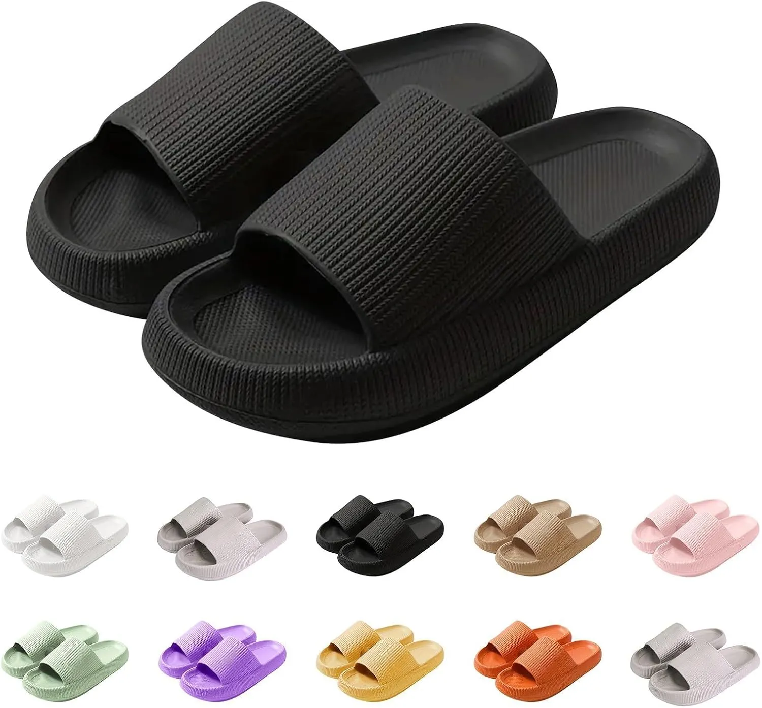 Cloud Slippers for Women and Men Pillow House Slipper Eva Soft Slides Shoes Non-Slip Quick Drying Shower Sandals Lightweight Comfort Shoe Thick Sole Sandal for Adult Couples Indoor and Outdoor