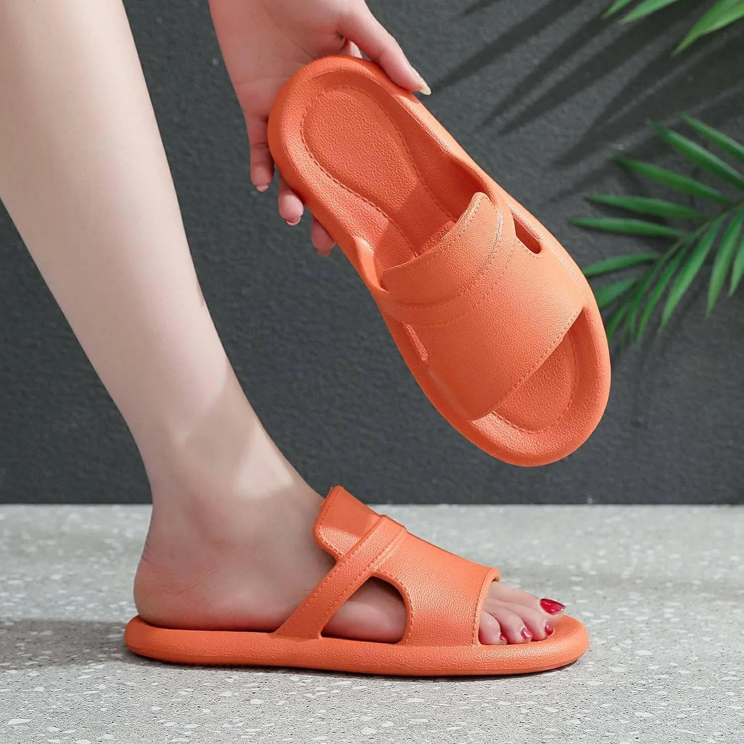 Crazy Lady Women's House Slippers Shower Shoes Outdoor Indoor Slides Soft Flat Comfy Anti-Slip Sandals