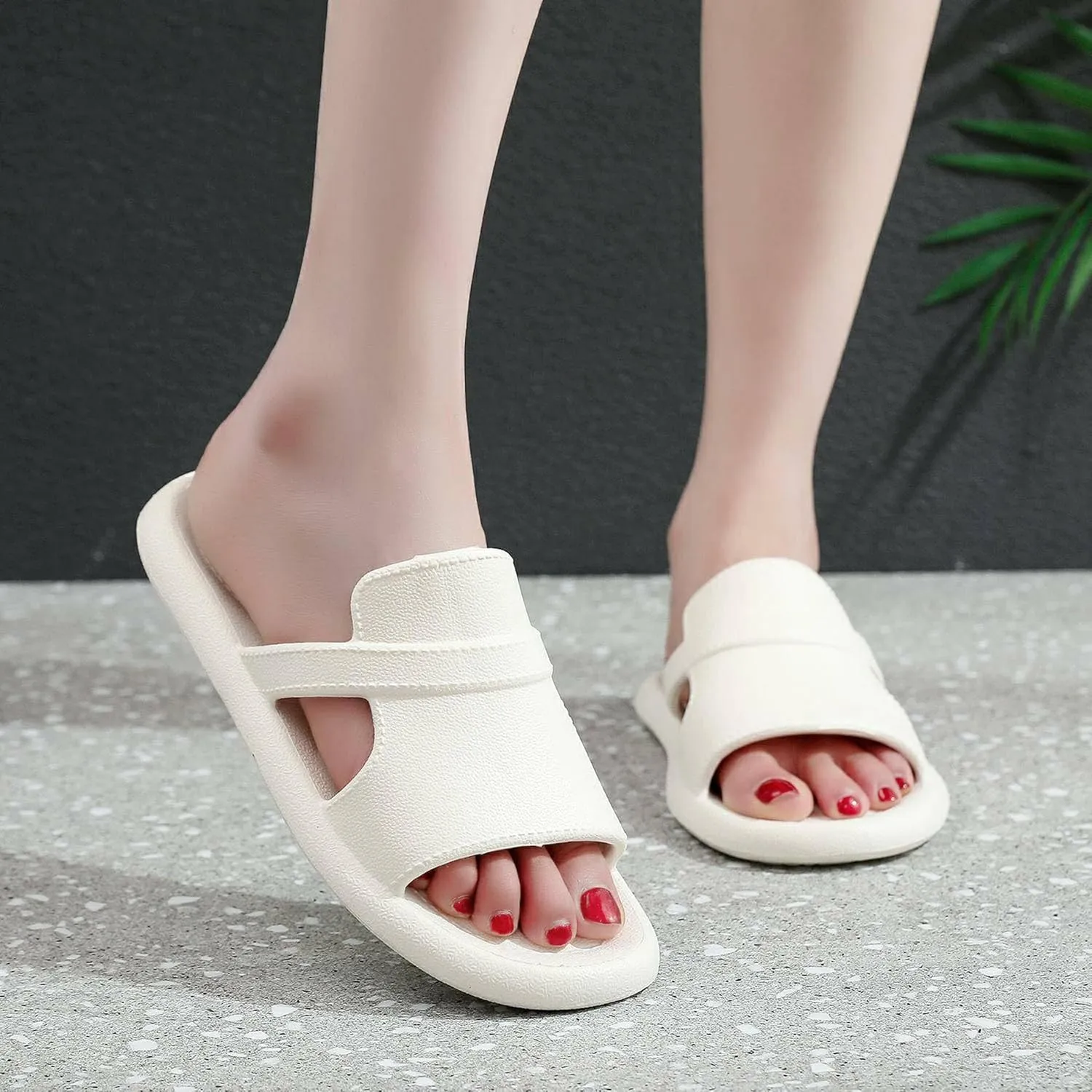 Crazy Lady Women's House Slippers Shower Shoes Outdoor Indoor Slides Soft Flat Comfy Anti-Slip Sandals