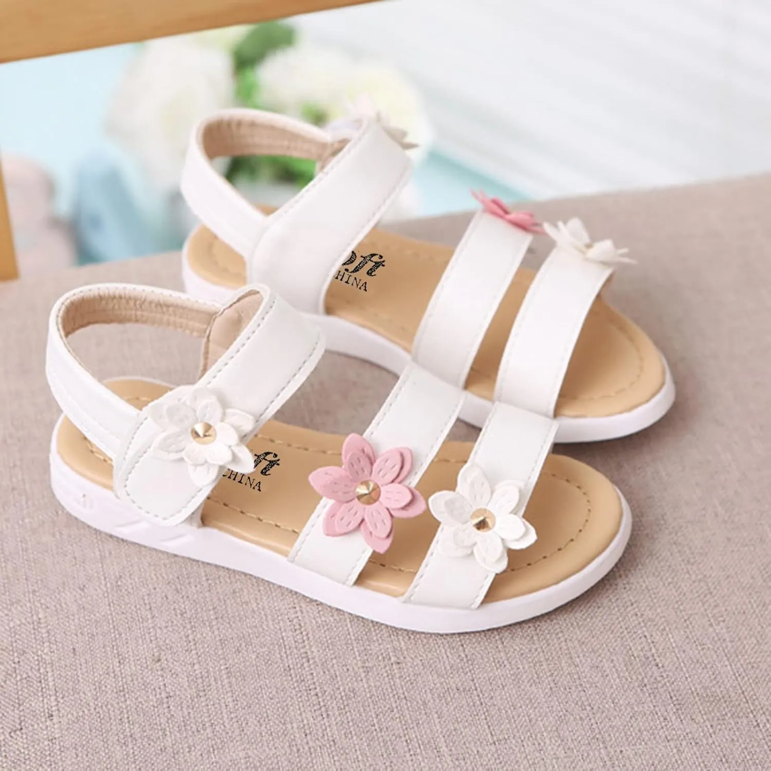 Cute Girl Flip Flops Toddler Cross Girls Shoes Non-Slip Sandals Kids Rubber Glitter Sandals for Toddler Girls