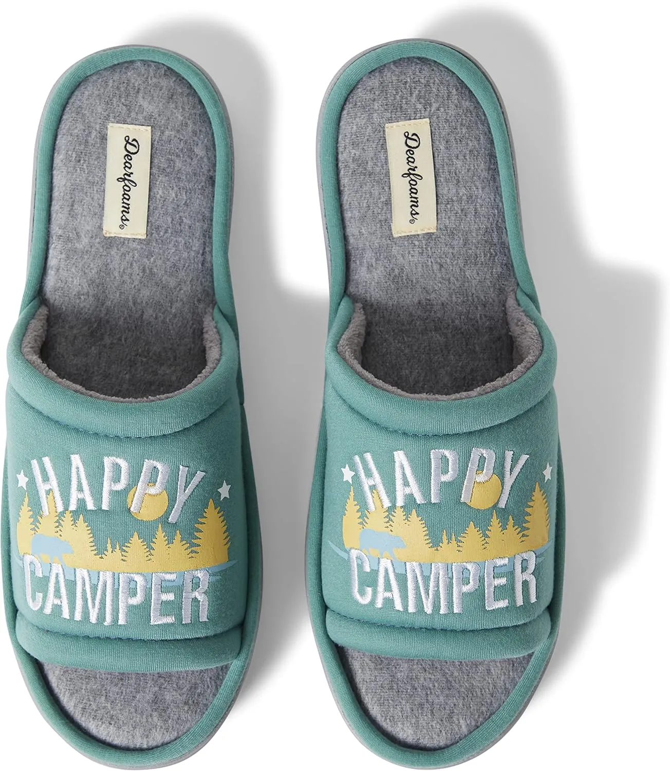 Dearfoams mens Matching Family Indoor/Outdoor Summer Camping Slide Slipper