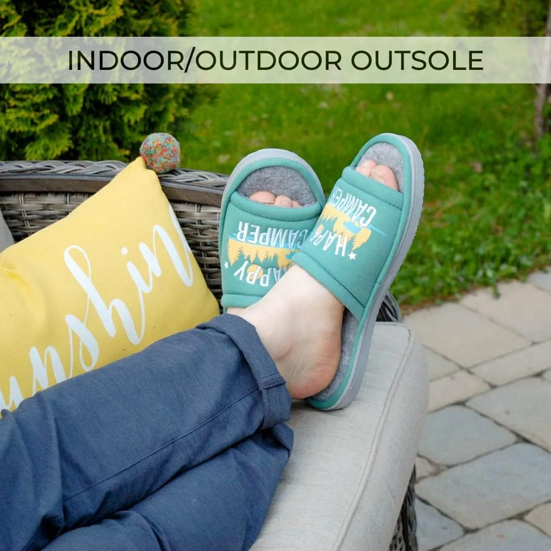 Dearfoams mens Matching Family Indoor/Outdoor Summer Camping Slide Slipper