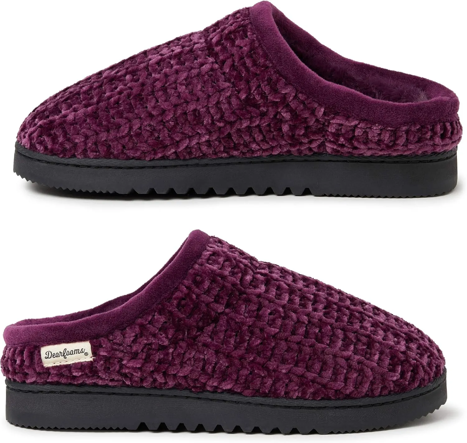 Dearfoams Women's Chenille High Vamp Clog Slipper