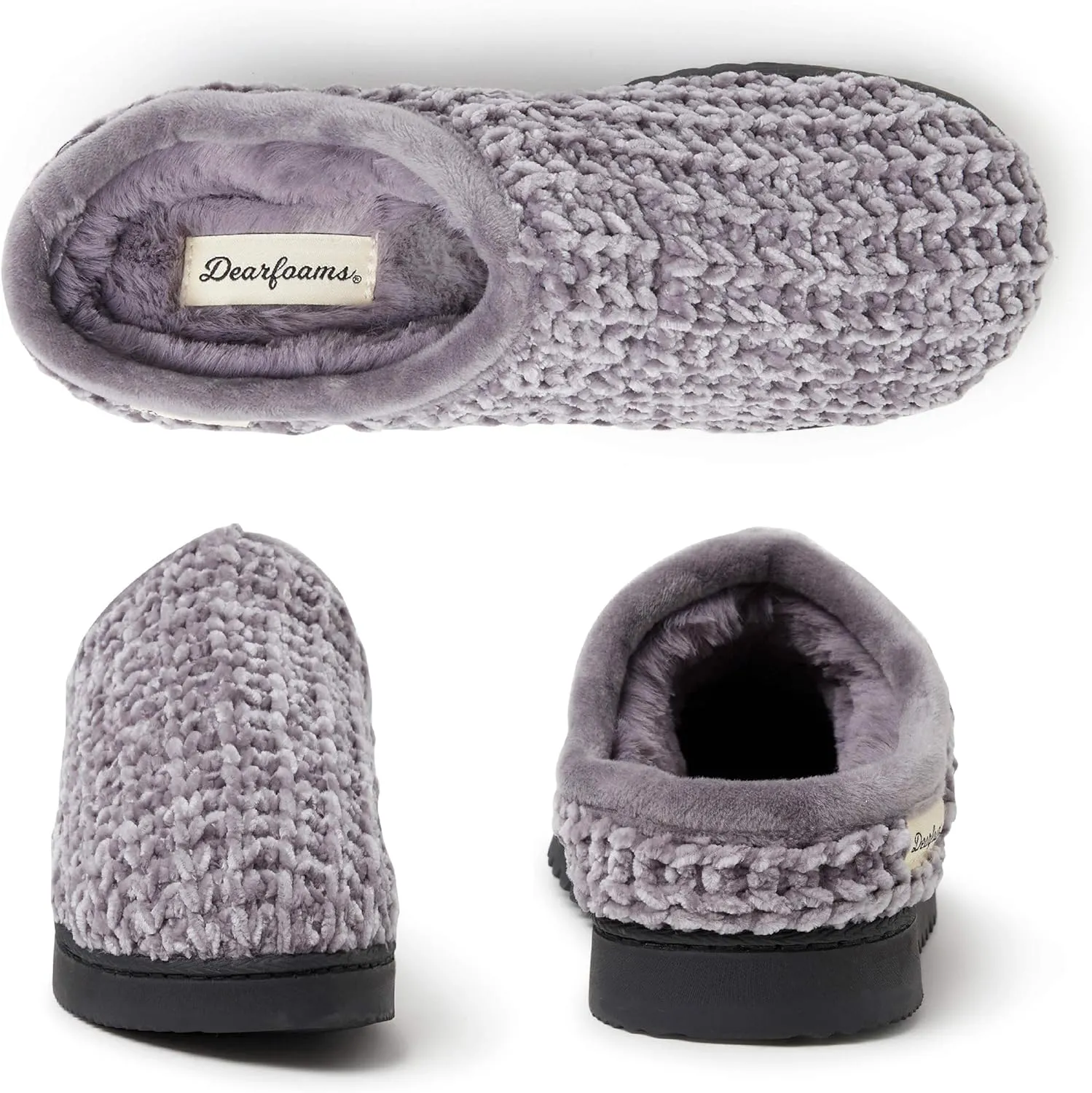 Dearfoams Women's Chenille High Vamp Clog Slipper