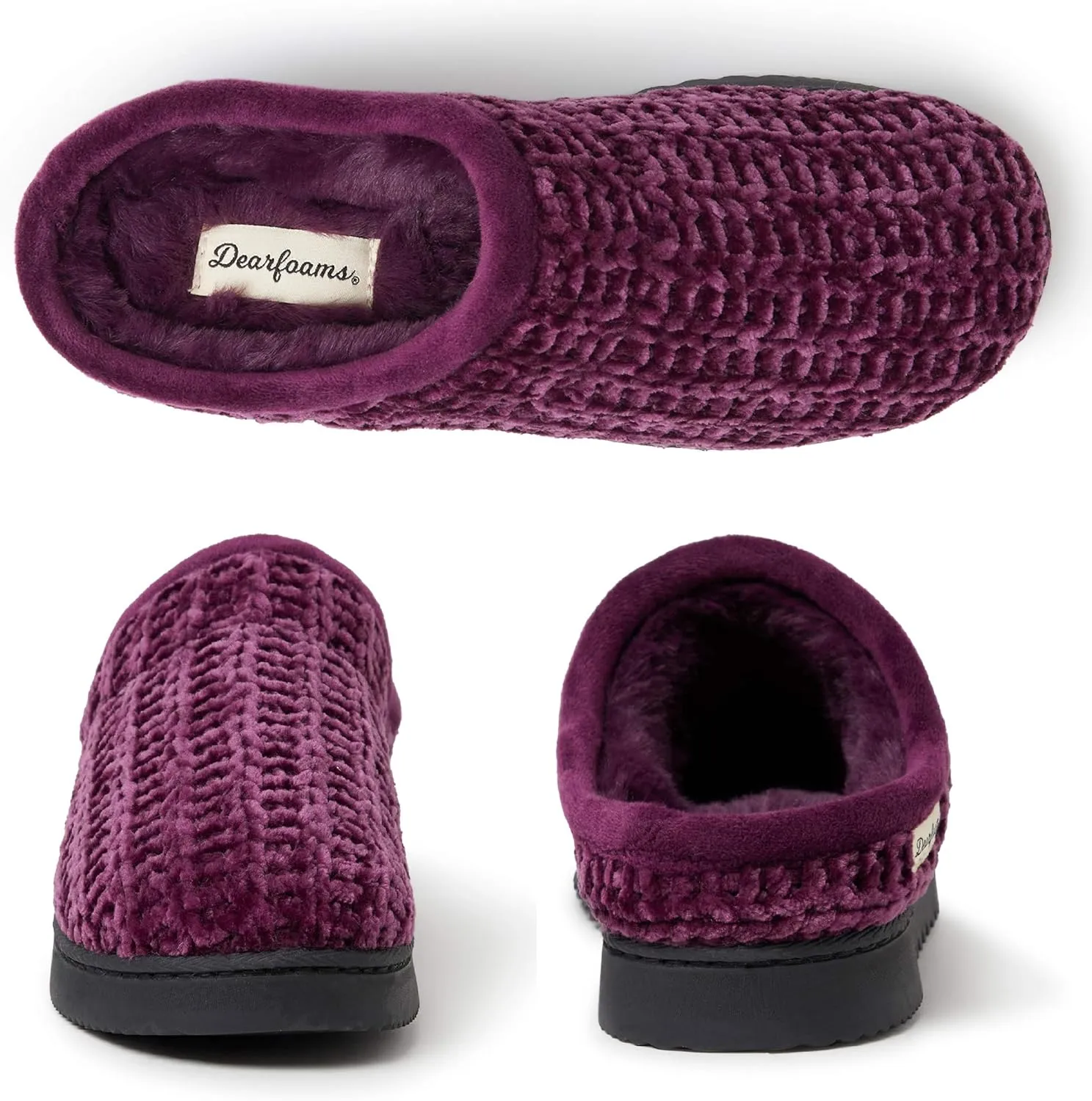 Dearfoams Women's Chenille High Vamp Clog Slipper