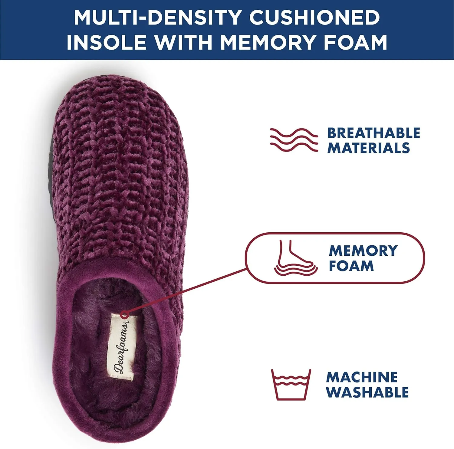 Dearfoams Women's Chenille High Vamp Clog Slipper