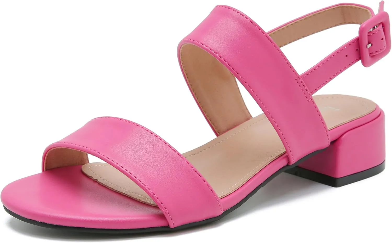 Enelauge Women's Open Toe Ankle Strap Low Block Chunky Heels Sandals Holiday Party Wedding Dress Pumps Shoes