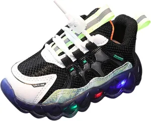 Fashion Light On Baby Shoes Breathable Soft Sole Slip-on Athletic Sneakers Toddler Cool Lighted Running Shoes