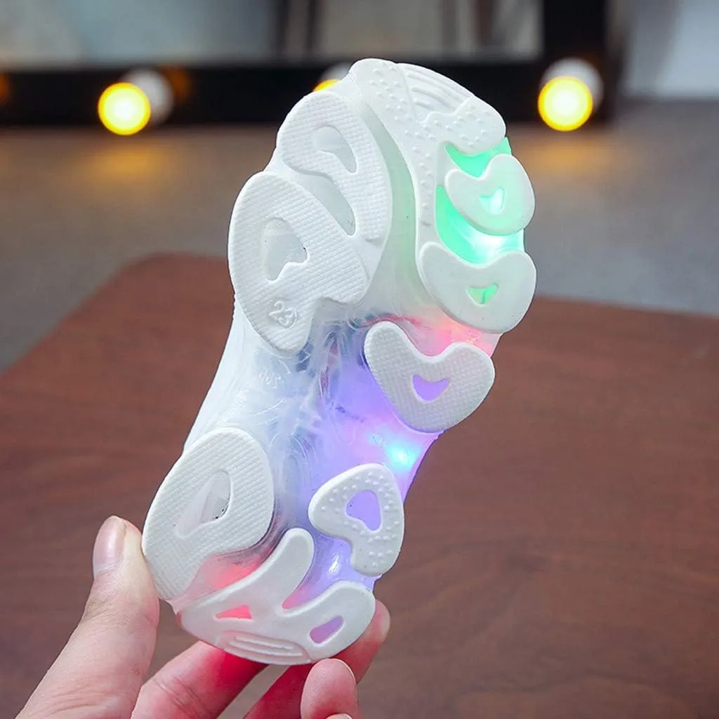 Fashion Trainers LED Breathable Stretch Fabric Sneakers for 1-6 Years Kids Toddler Baby Girls Boys Light Up Crib Shoes