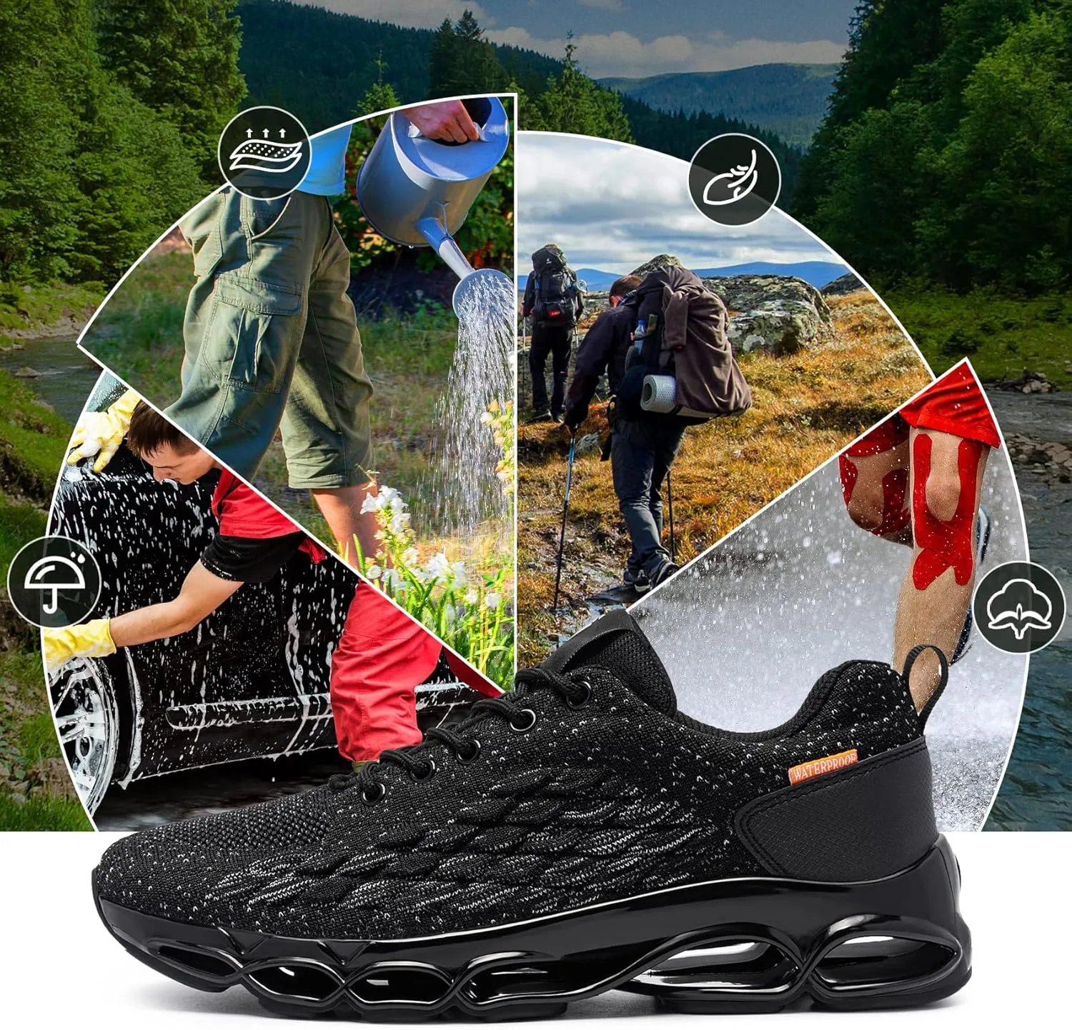 FATES TEX Wide Waterproof Shoes for Men and Women Tennis Sneakers Rain Water Resistant Comfortable Walking Running Casual Breathable Work Shoes