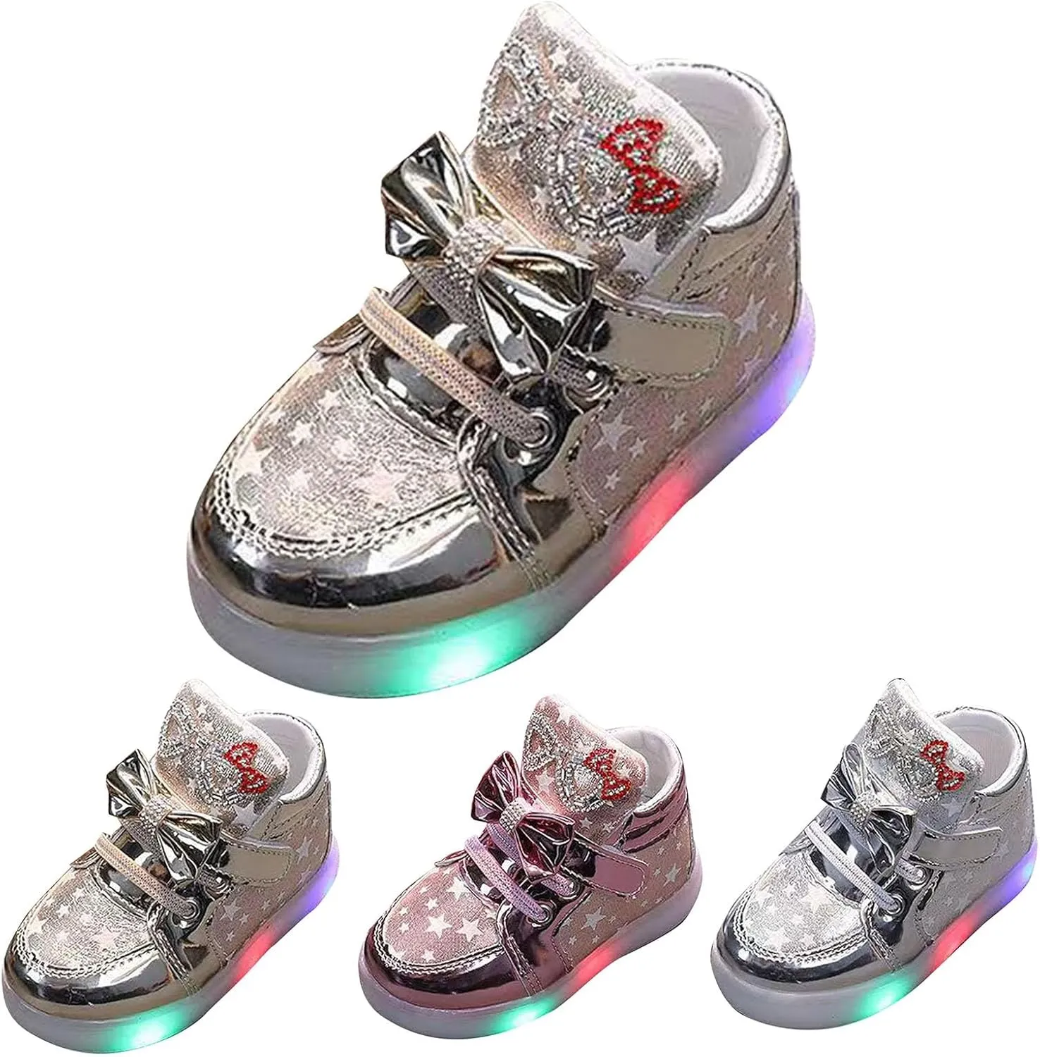 Flashing Sports Shoes for Kids Light-Up Trainers Fashion Glowing Lighted Athletic Shoes Soft High Top Sneakers