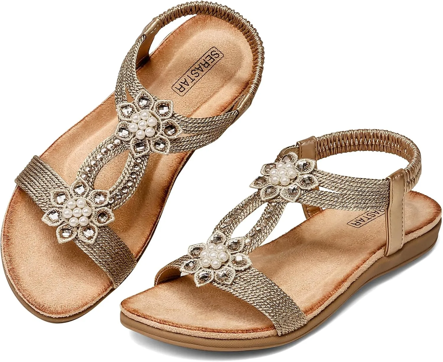 Flat Sandals for Women Dressy - Comfortable Walking Summer Slip on Womens Sandal