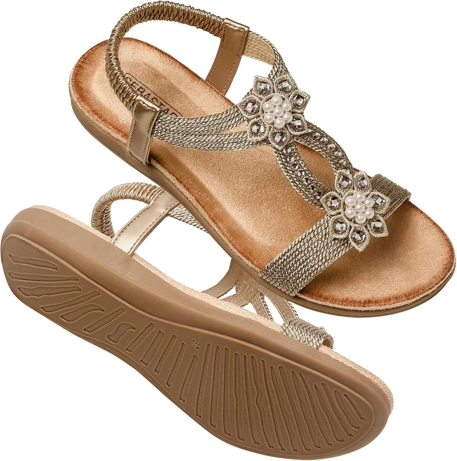 Flat Sandals for Women Dressy - Comfortable Walking Summer Slip on Womens Sandal