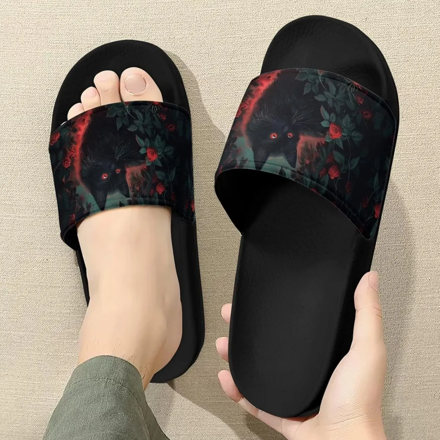 Forchrinse Women Soft Non Slip Sandals Flat Slides for Beach Pool Shower Home Slippers