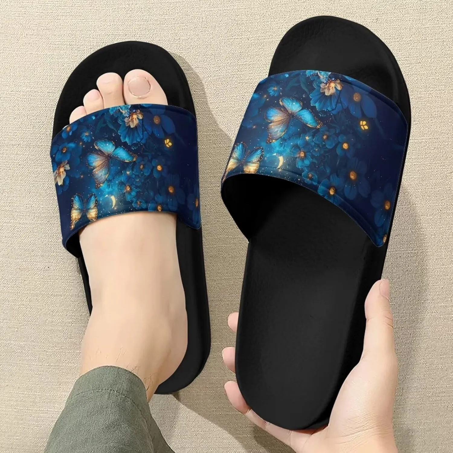 Forchrinse Women Soft Non Slip Sandals Flat Slides for Beach Pool Shower Home Slippers