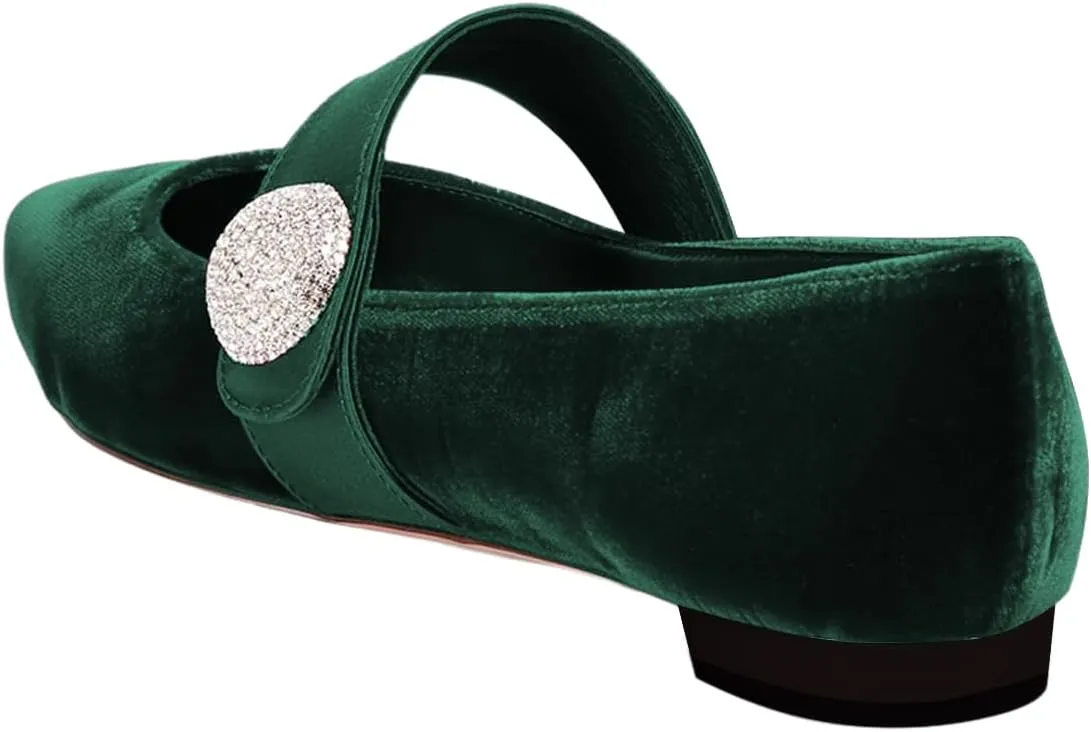 FOWT Women Fashion Velvet Pointed Toe Single Strap Buckle Pumps Low Heel Ladies Work Office Casual Daily Shoes Size 4-16 US