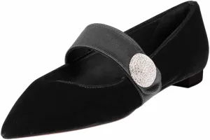 FOWT Women Fashion Velvet Pointed Toe Single Strap Buckle Pumps Low Heel Ladies Work Office Casual Daily Shoes Size 4-16 US