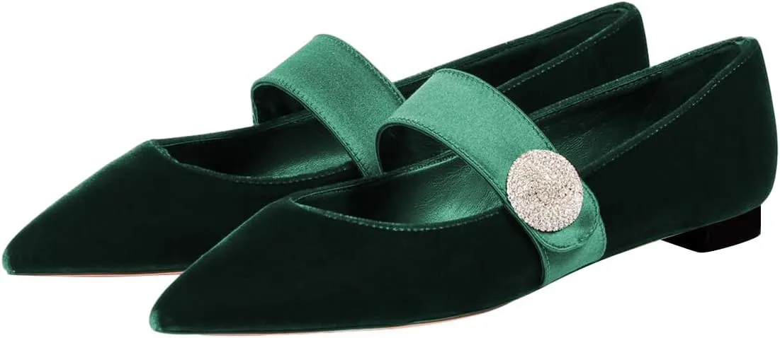 FOWT Women Fashion Velvet Pointed Toe Single Strap Buckle Pumps Low Heel Ladies Work Office Casual Daily Shoes Size 4-16 US
