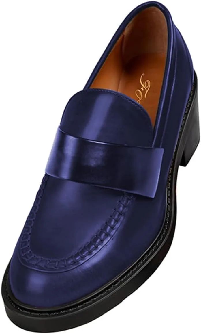 FOWT Women Platform Round Toe Penny Loafers Slip on Chunky Low Heel Pumps Comfortable Office Daily Shoes Size 4-16 US
