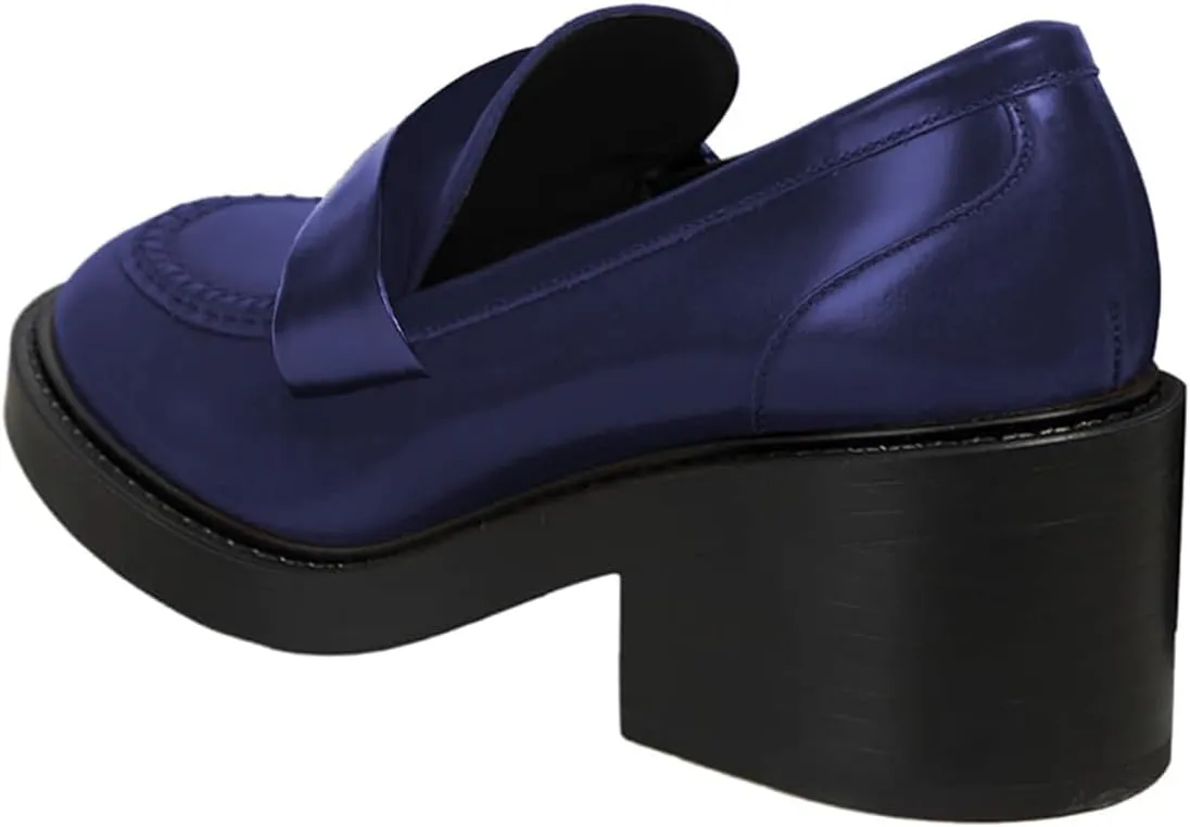 FOWT Women Platform Round Toe Penny Loafers Slip on Chunky Low Heel Pumps Comfortable Office Daily Shoes Size 4-16 US