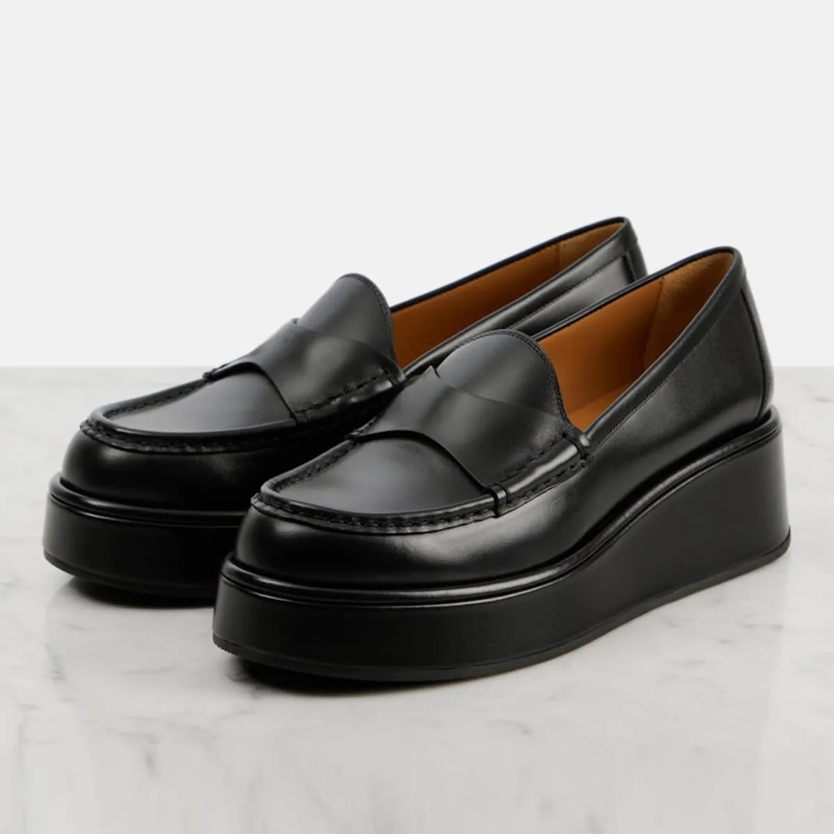 FOWT Women Platform Round Toe Pumps Wedge Low Heel Penny Loafers Slip on Comfy Daily Shoes Size 4-16 US