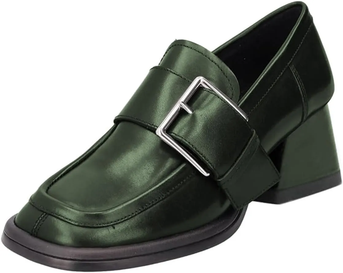 FOWT Women Platfrom Round Toe Penny Loafers Chunky Block Low Heel Pumps Slip on Buckle Decor Office Daily Shoes Size 4-16 US