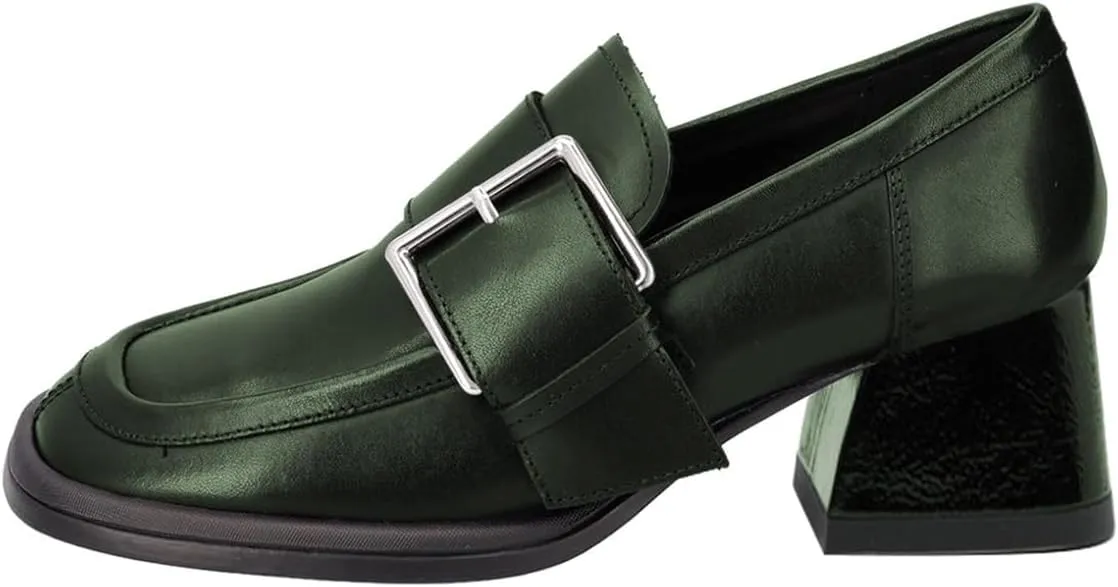 FOWT Women Platfrom Round Toe Penny Loafers Chunky Block Low Heel Pumps Slip on Buckle Decor Office Daily Shoes Size 4-16 US