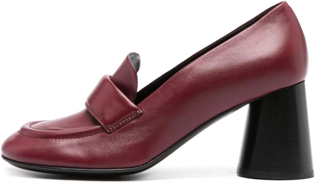 FOWT Women Round Toe Penny Loafers Slip on Chunky Block Mid Heel Pumps Office Formal Daily Shoes Size 4-16 US