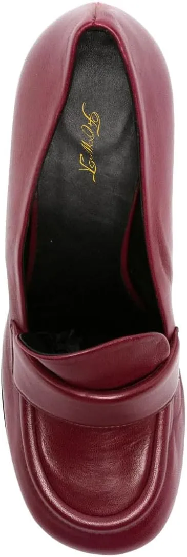 FOWT Women Round Toe Penny Loafers Slip on Chunky Block Mid Heel Pumps Office Formal Daily Shoes Size 4-16 US