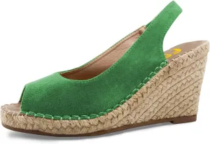 FSJ Women Chic Peep Toe Espadrilles Wedge High Heel Sandals Elastic Back Strap Slip On Casual Walking Daily Shoes Size 4-15 US