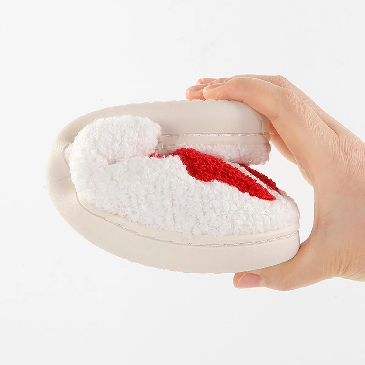 Fuzzy Cute Bow Slippers for Women Winter Warm Cozy House Slippers Plush Indoor Outdoor Shoes
