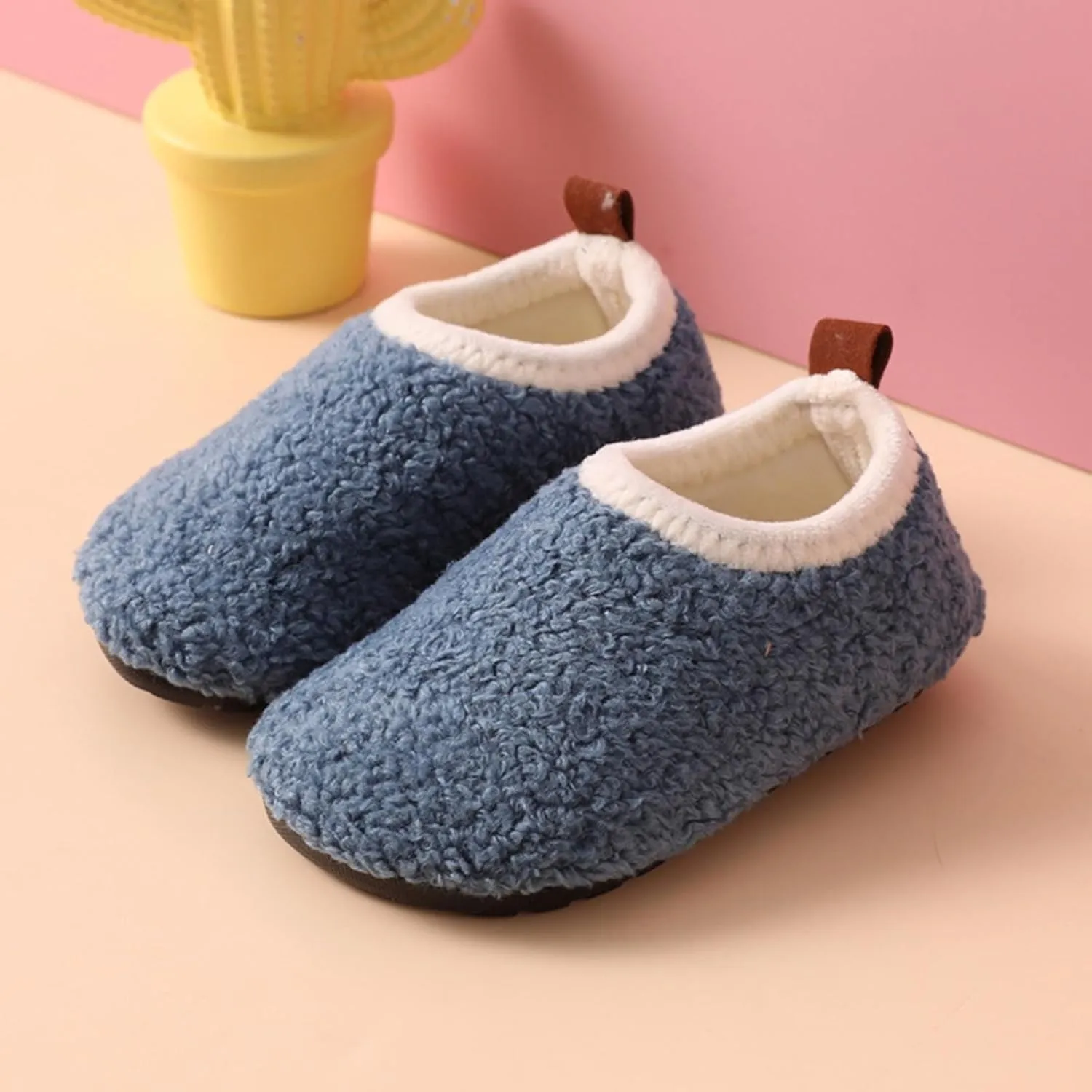 Fuzzy Loafers Slippers for Toddler Baby Boys Girls House Flat Shoes Indoor Bedroom Cozy Slippers Non Slip Ankle Shoes