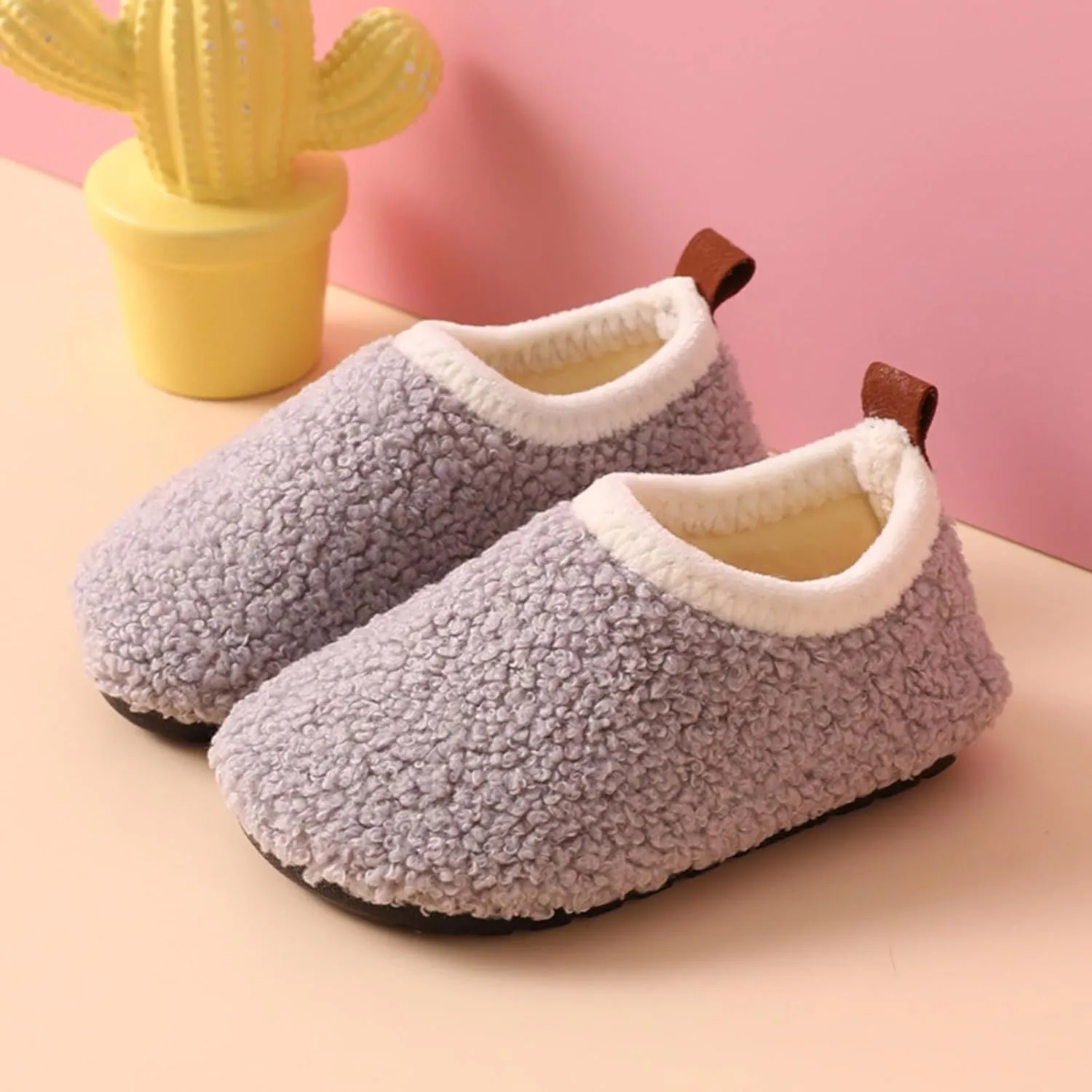 Fuzzy Loafers Slippers for Toddler Baby Boys Girls House Flat Shoes Indoor Bedroom Cozy Slippers Non Slip Ankle Shoes